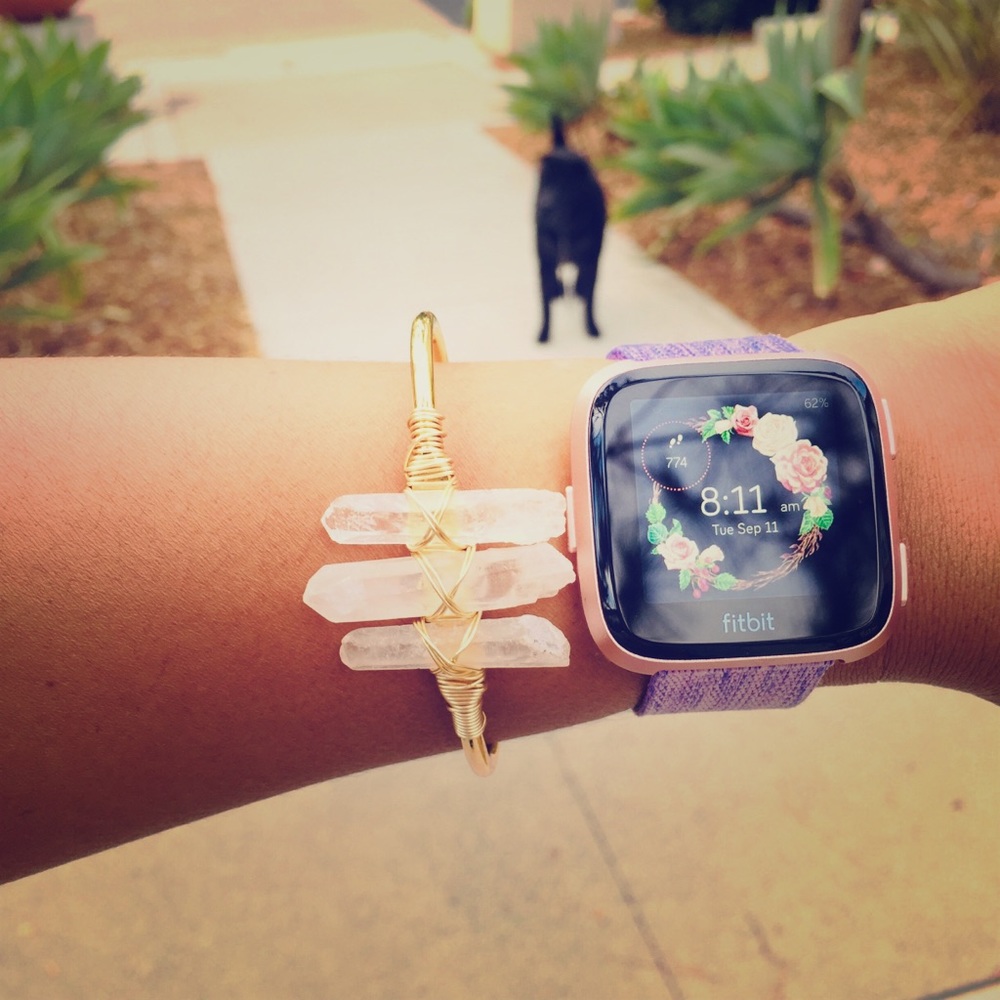 Raw quartz crystal cuff.